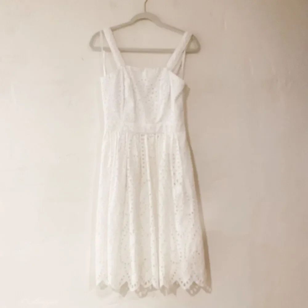 Vineyard Vines Removable Straps Eyelet Midi Cotton Dress in White Size 2